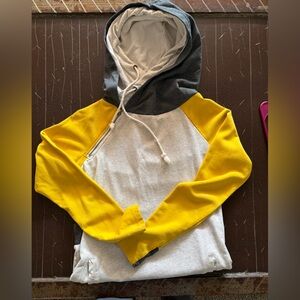 Yellow and Gray Colorblock Hoodie Size S